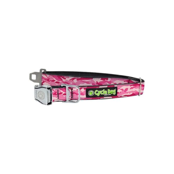 Made in USA Pink Camo Dog Collar with Recycled Materials and Unique Bottle Opener Feature