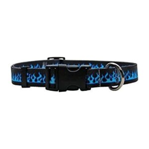 Made in USA with Global Materials Red Blue Flames Pattern Dog Collar