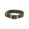 Made in the USA Double Braided Dog Collar with Olive Color and Satin Nickel Hardware