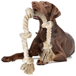 Magnetic Large Dog Rope Toy for Aggressive Chewers, 3 Feet Natural Cotton Teeth Cleaning