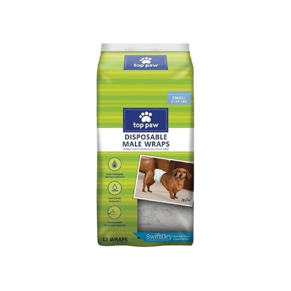 Male Dog Disposable Wrap Diapers for Small Breeds with 12 Count Packaging