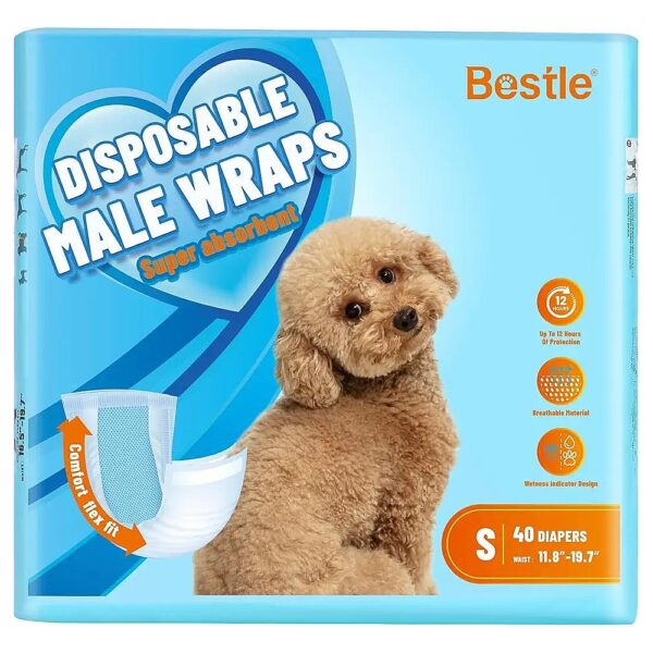 Male Dog Wrap Disposable Diapers S Size 16 5 19 7 Inch Waist 40 Count