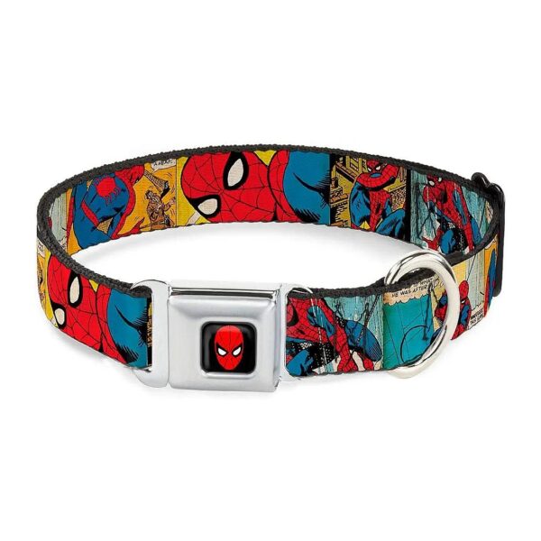 Man Comic Strip Dog Collar with Seatbelt Buckle 5 Inch Wide