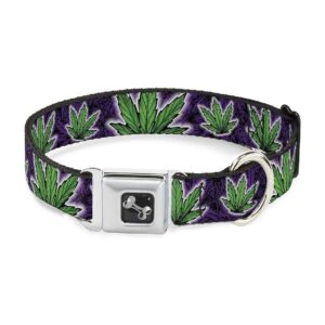 Marijuana Haze Multicolor Dog Collar with 1" Wide Seatbelt Buckle and Small Size