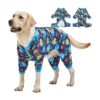 Marine Life Print Pullover Dog Shirt for Large Breed Dogs, Knit Onesie for Cozy Recovery