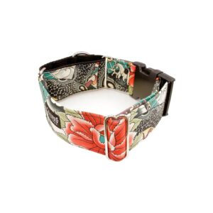 Martingale Dog Collar with Customizable Width and Japanese Zen Lotus Design