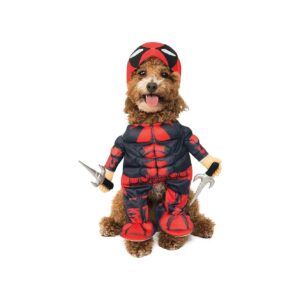 Marvel Deadpool Dog Costume with Attached Arms and Headpiece for Dogs in Medium Size