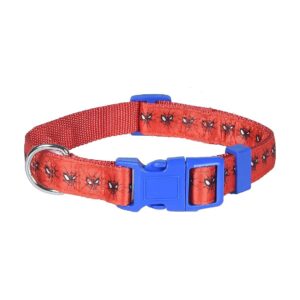 Marvel Spiderman Dog Collar Large Red Blue Nylon Adjustable Nylon Dog Collar with D-Ring