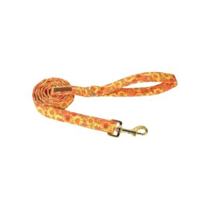 Matching Sunflower Patterned Cotton Dog Leash and Collar for Small Dogs