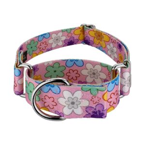 May Flowers Floral Design Dog Collar for Small to Medium Dogs with Adjustable Neck