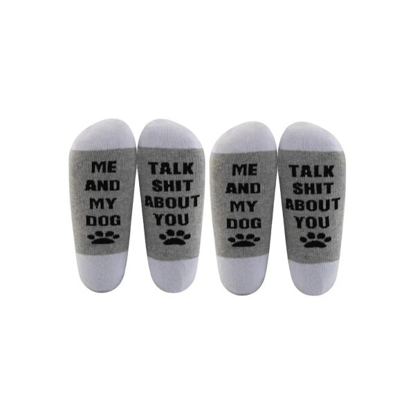 Me and My Dog Talk Shit About You Socks Funny Gift for Dog Lovers and Moms