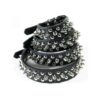 Meat-Grade Synthetic Leather Spiked Pet Collar for Small Dogs and Cats Black 6-8" Neck