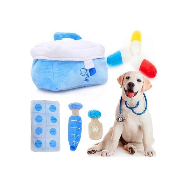 Medicine Box Plush Dog Toy for Small Medium Breed Dogs Stress Relief and Entertainment