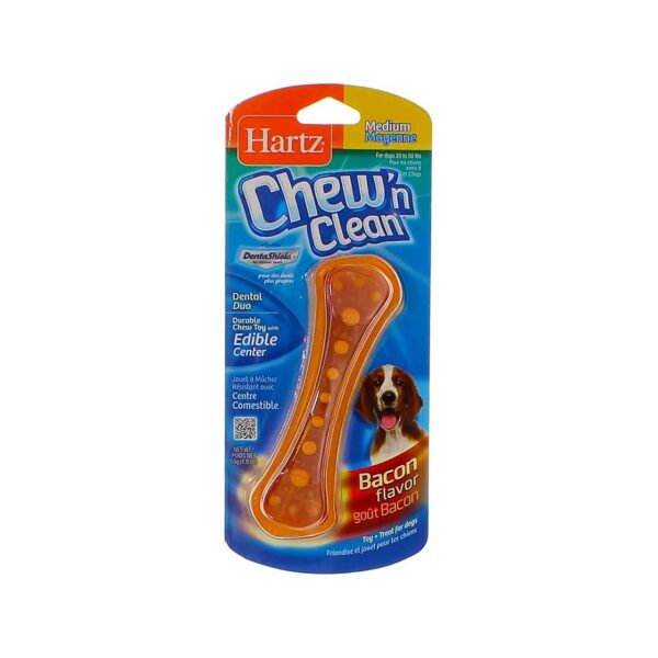 Medium Bacon Flavor Dental Duo Dog Chew Toy for Adult Dogs