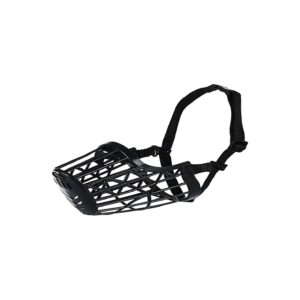 Medium Black Dog Muzzle with Nylon Strap Adjustable Plastic