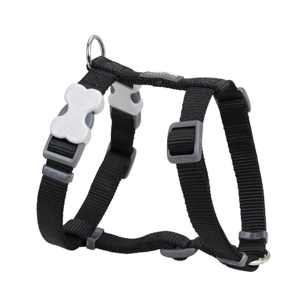 Medium Black Solid Color Dog Harness with Soft and Durable Webbing Material for Pets