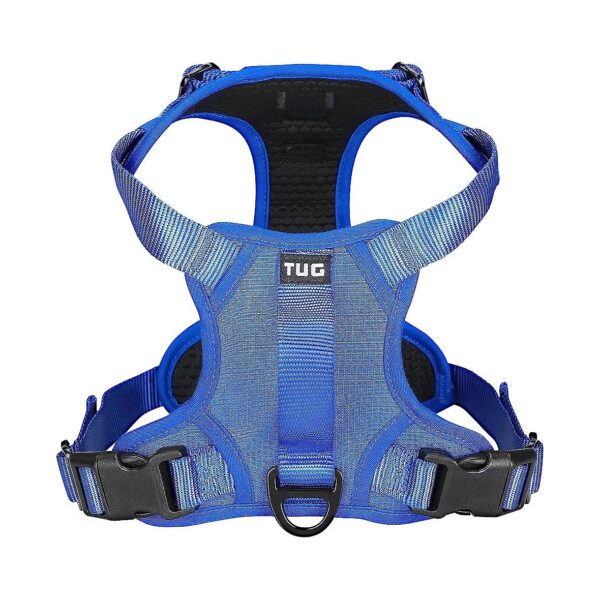 Medium Blue Dog Harness with Two Leash Attachment Points and Padded Interior