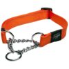 Medium Breed Dog Collar with 3/4 Inch Orange Reflective Fanbelt