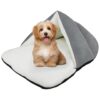 Medium Dog Bed for Small Pets with Gray Cozy Cave Design and Waterproof Bottom