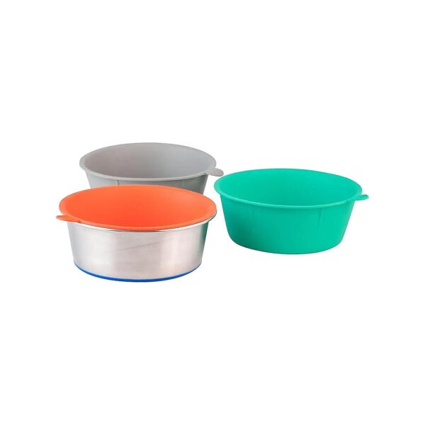 Medium Dog Bowl Set with Stainless Steel and TPE Inserts for Versatile Use