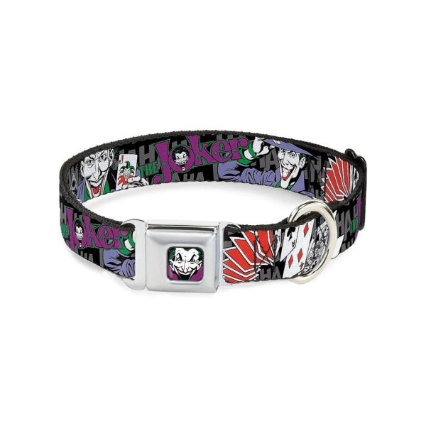 Medium Dog Collar with Buckle and Multi Color Joker Pose Design