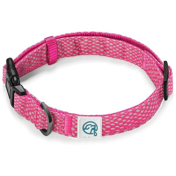 Medium Dog Collar with Reflective Nylon Material for Night Visibility and Safety