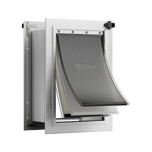 Medium Dog Door for Walls with White Aluminum Frame and Easy Installation for Medium Pets