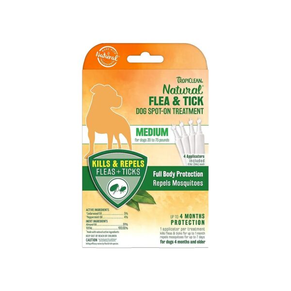 Medium Dog Flea and Tick Treatment - Natural Active Ingredients for Flea and Tick