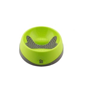 Medium Green Oral Health Dog Food Bowl with Papillae Lingual Pad