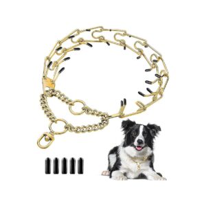 Medium Large Adjustable No Pull Stainless Steel Gold Prong Dog Training Collar