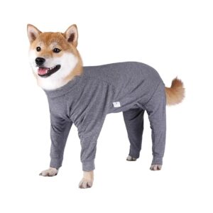 Medium Large Dog Recovery Suit for Abdominal Wounds Skin Diseases Pajamas Grey