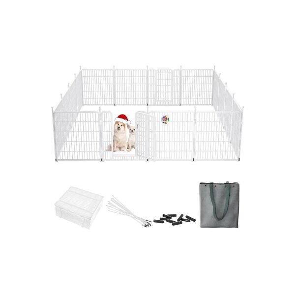 Medium, Large Dogs, 16 Panels, White, Easy Installation