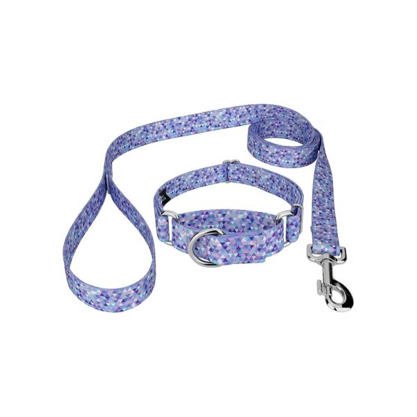 Medium Mermaid Mosaic Dog Collar with Geometric Designs and Nickel Hardware