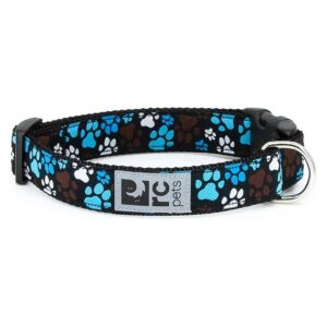 Medium Nylon Clip Collar Adjustable Pitter Patter Chocolate Dog Pattern