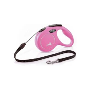 Medium Nylon Retractable Cord Leash featuring Reflective Stripe and Nylon Material