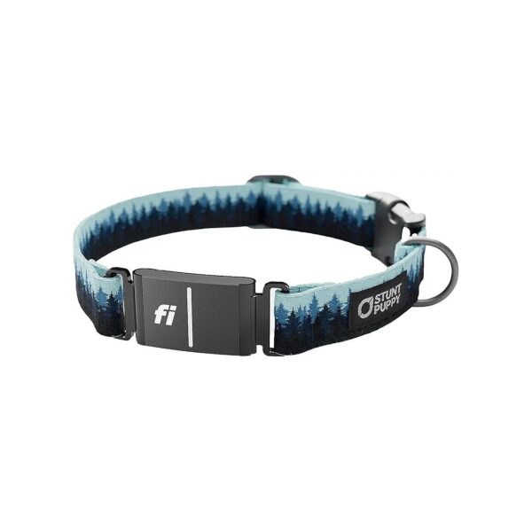 Medium Pine Blue Dog Collar with Adjustable Fit and Durable Anodized Aluminum Hardware