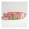 Medium Pink Rose Floral Pattern Nylon Dog Collar Durable Design