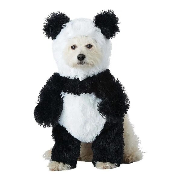 Medium Polyester Panda Dog Costume with Arm Holes and Ties for Pet Costume Needs