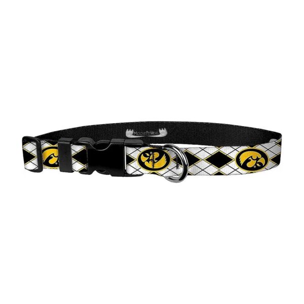 Medium Polyester Webbing Adjustable Pet Collar University of Iowa Hawkeyes Argyle Hawk