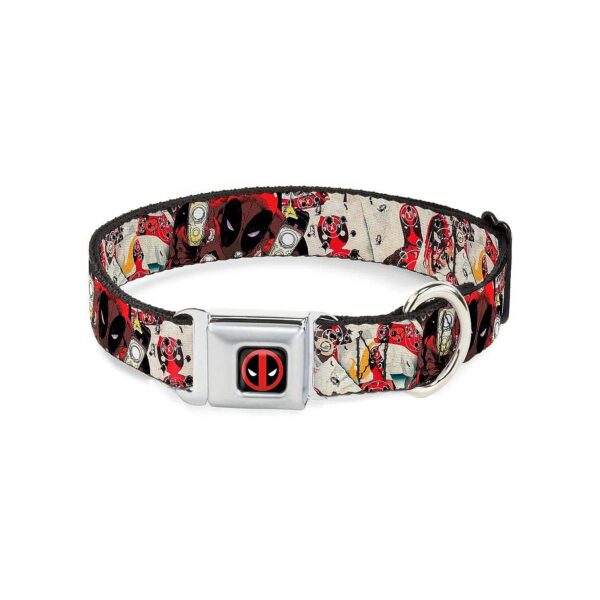 Medium Size Adjustable Seatbelt Buckle Dog Collar with Deadpool Shooting Targets