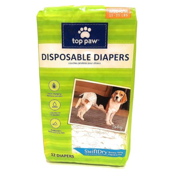 Medium Size Disposable Dog Diapers Pack of 12 for Puppies and Small Breeds