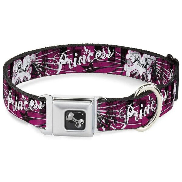 Medium Size Dog Collar with Seatbelt Buckle and Piano Key Accents