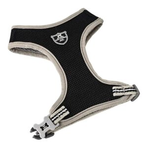 Medium Size Dog Harness with Adjustable Buckle and Quick Dry Black Polyester Mesh