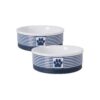 Medium Size Pet Bowls Nautical Blue Ceramic with Non-Slip Bottom Design