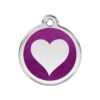 Medium Size Purple Glitter Enamel Heart Dog Identification Tag with Engraving Option