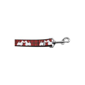 Medium Size Red Nylon Plaid Dog Collar by Mirage Pet Products