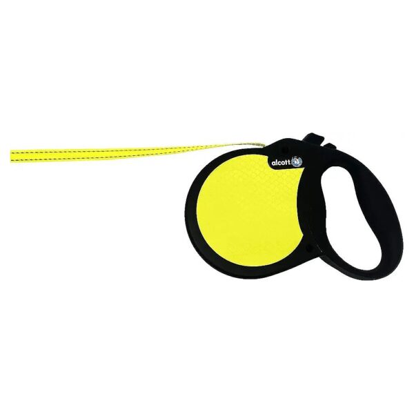 Medium Size Retractable Leash with Reflective Neon Yellow Belt for Safety