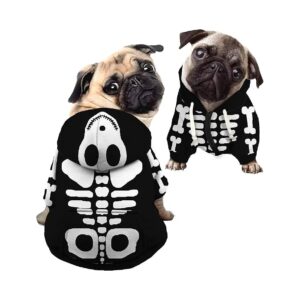 Medium Sized Dog Skeleton Hoodie Soft Breathable Polyester Halloween Costume for Dogs