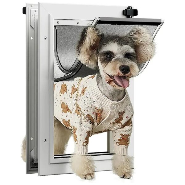 Medium-Sized Double-Flap Dog Door for Exterior Doors with Closing Panel and Lock