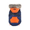 Medium-Sized Navy Fleece Dog Coat for Small Dogs with QR Tag and Zipper